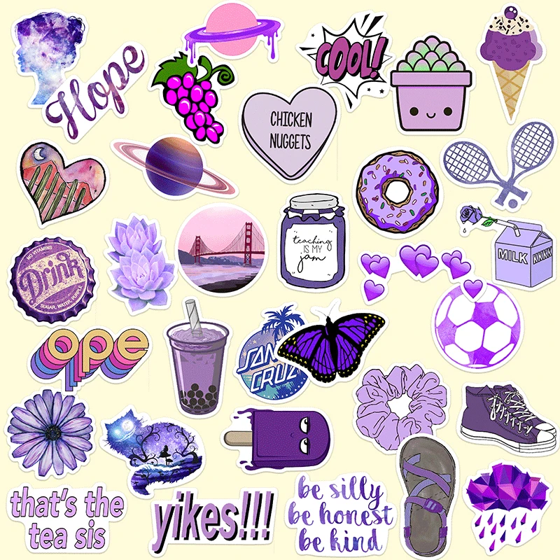 25 шт./компл. фиолетовые Декоративные наклейки для девочек с рисунком из