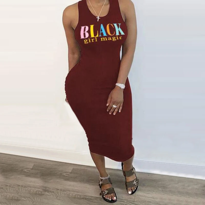 New Summer Women Fashion S-5XL Plus Size Black-Girl-Magic Print Sleeveless O-Neck Slim Mid-Calf Dress Sexy Bodycon Maxi Dresses
New Summer Women Fashion S-5XL Plus Size Black-Girl-Magic Print Sleeveless O-Neck Slim Mid-Calf Dress Sexy Bodycon Maxi Dresses