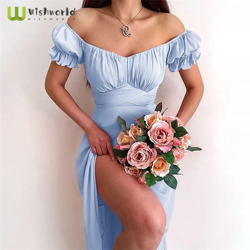 Wishworld One Shoulder Bubble Sleeve Pleated Elegant Solid Color Dress Fashionable Woman Summer Sundress Popular Party Dress
Wishworld One Shoulder Bubble Sleeve Pleated Elegant Solid Color Dress Fashionable Woman Summer Sundress Popular Party Dress