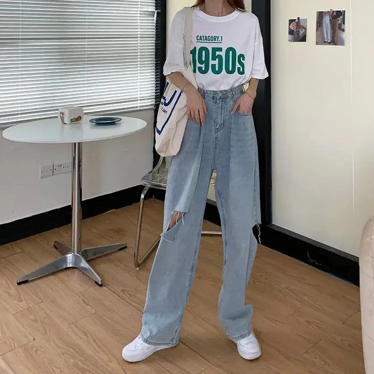 Korean pants adjustable jeans women's high waist show thin versatile loose wide leg
Korean pants adjustable jeans women's high waist show thin versatile loose wide leg