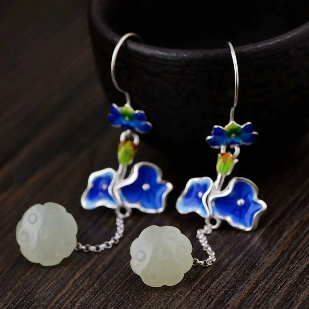 FNJ Cloisonne Lotus Tassel Earrings 925 Silver 100% Pure Original S925 Silver Sterling Drop Earring for Women Jewelry Jade
FNJ Cloisonne Lotus Tassel Earrings 925 Silver 100% Pure Original S925 Silver Sterling Drop Earring for Women Jewelry Jade