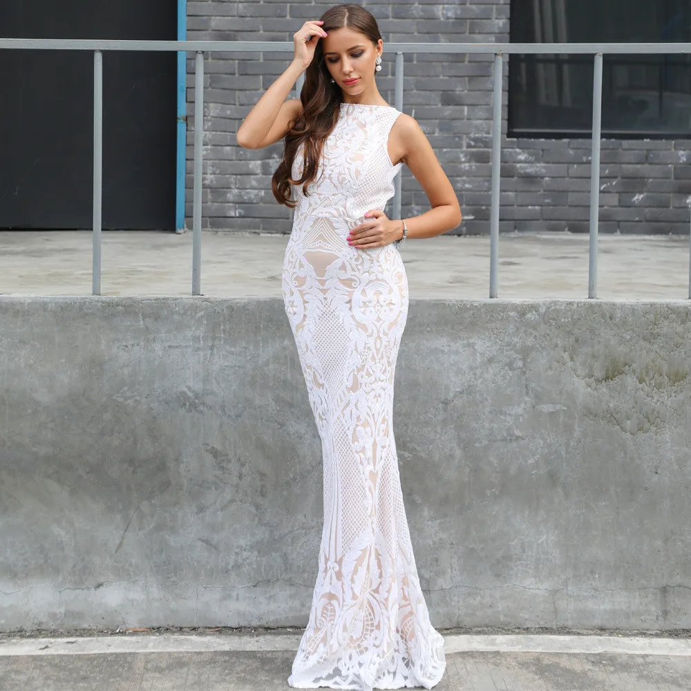 IFox 2020 Charming O Neck Tank Sleeve Women Dress Fashion Open Back White Color Dress with Appliques
IFox 2020 Charming O Neck Tank Sleeve Women Dress Fashion Open Back White Color Dress with Appliques