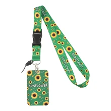 PF217 Dongmanli Hidden Disabilities Sunflower art Lanyard For Keychain ID Card Badge Holder Key Ring Neck Straps Accessories
