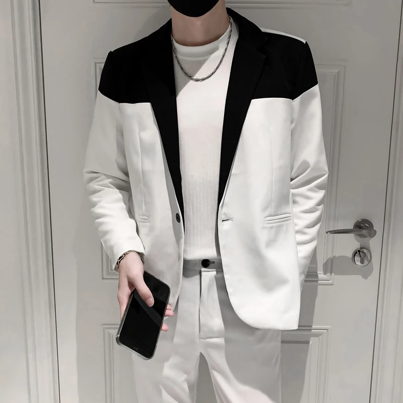 Korean Splicing Men Blazers 2021 Autumn Slim Fit Casual Suit Jacket Wedding Business Dress Coat Street Wear Social Costume Homme
Korean Splicing Men Blazers 2021 Autumn Slim Fit Casual Suit Jacket Wedding Business Dress Coat Street Wear Social Costume Homme