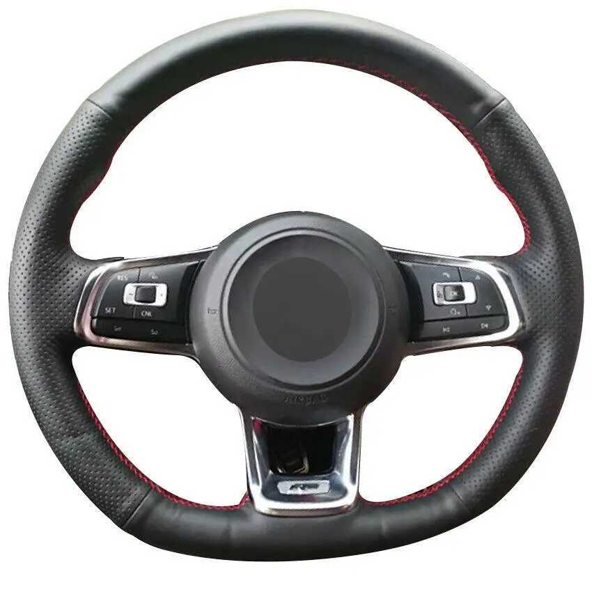 HOT SALE DIY For Volkswagen Golf 7 GTI Steering Wheel Cover Black Artificial Leather Custom New Pattern Interior 
HOT SALE DIY For Volkswagen Golf 7 GTI Steering Wheel Cover Black Artificial Leather Custom New Pattern Interior