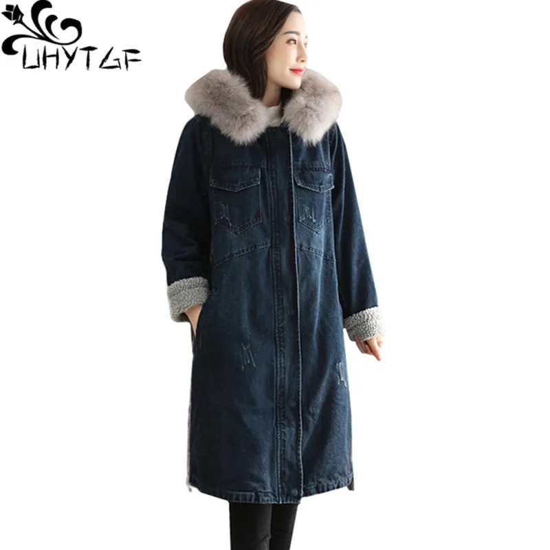 UHYTGF Women denim jacket fur collar hooded thick warm winter jeans jacket parka Female plus velvet lambswool plus size coat1169
UHYTGF Women denim jacket fur collar hooded thick warm winter jeans jacket parka Female plus velvet lambswool plus size coat1169