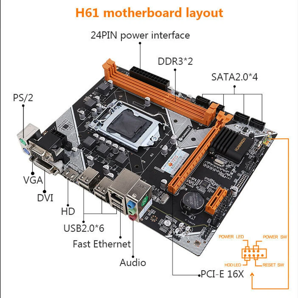 Brand New HUANANZHI LGA1155 Motherboard H61 Support DDR3 1333/1600MHz Memory USB2.0 VGA HDMI-Compatible
Brand New HUANANZHI LGA1155 Motherboard H61 Support DDR3 1333/1600MHz Memory USB2.0 VGA HDMI-Compatible