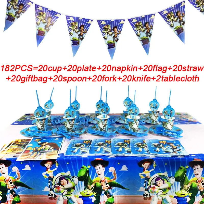 182PCS Disney Toy Story Theme Party Supplies Decorations Cups Plates Napkins Baby Shower Banner For Kids Birthday Party Gift Bag
182PCS Disney Toy Story Theme Party Supplies Decorations Cups Plates Napkins Baby Shower Banner For Kids Birthday Party Gift Bag