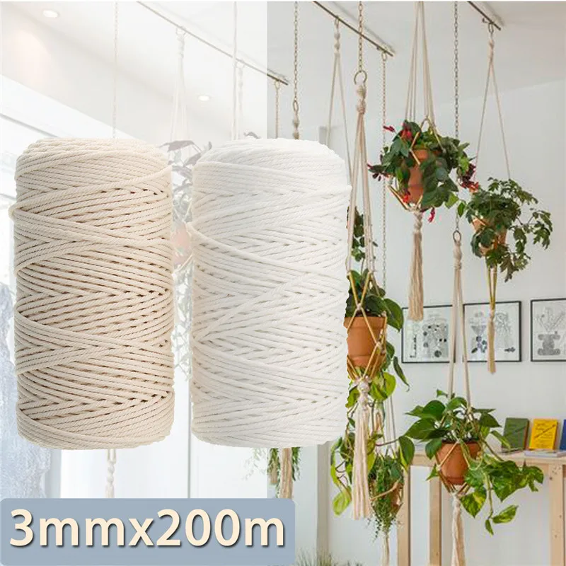 3mm Diameter Twisted Cord 100% Natural Cotton 200M Length For Handmade DIY Craft Macrame Artisan String
3mm Diameter Twisted Cord 100% Natural Cotton 200M Length For Handmade DIY Craft Macrame Artisan String