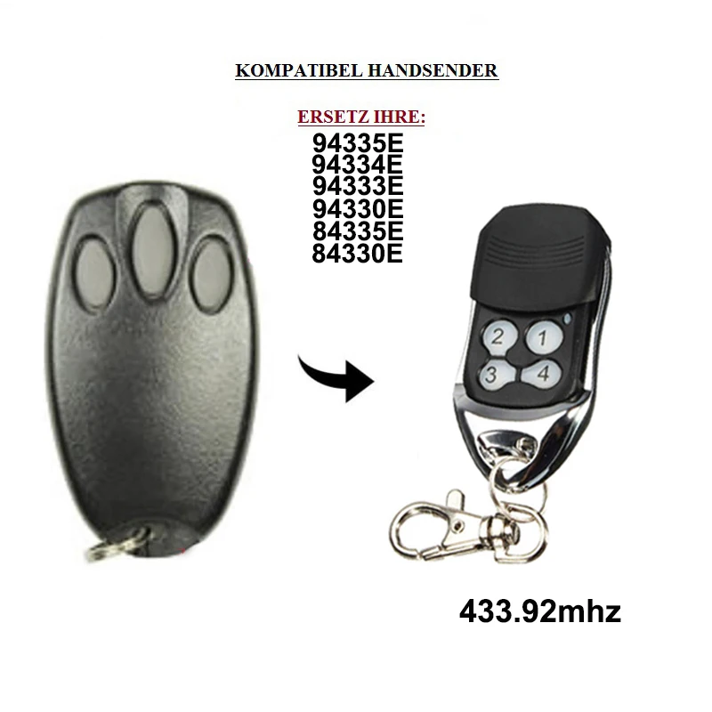 For 94335E 433.92mhz Remote Control Garage Door Opener Electric Gate 84335EML Transmitter
For 94335E 433.92mhz Remote Control Garage Door Opener Electric Gate 84335EML Transmitter