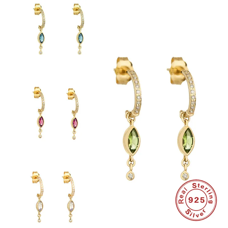 BOAKO 925 Sterling Silver Gold Colorful Water Drop Zircon Pendant Drop Earrings C Shape Chain Tassel Dangle Earring Fine Jewelry
BOAKO 925 Sterling Silver Gold Colorful Water Drop Zircon Pendant Drop Earrings C Shape Chain Tassel Dangle Earring Fine Jewelry