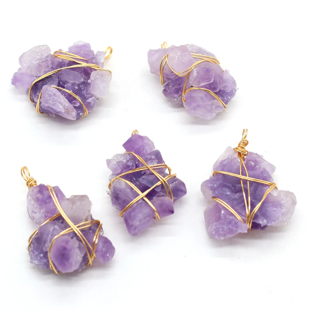 Small Pendant Natural Semi-Precious Stone Amethyst Winding Gold Wire Charm for Jewelry Making DIY Earrings Necklace Accessories
Small Pendant Natural Semi-Precious Stone Amethyst Winding Gold Wire Charm for Jewelry Making DIY Earrings Necklace Accessories