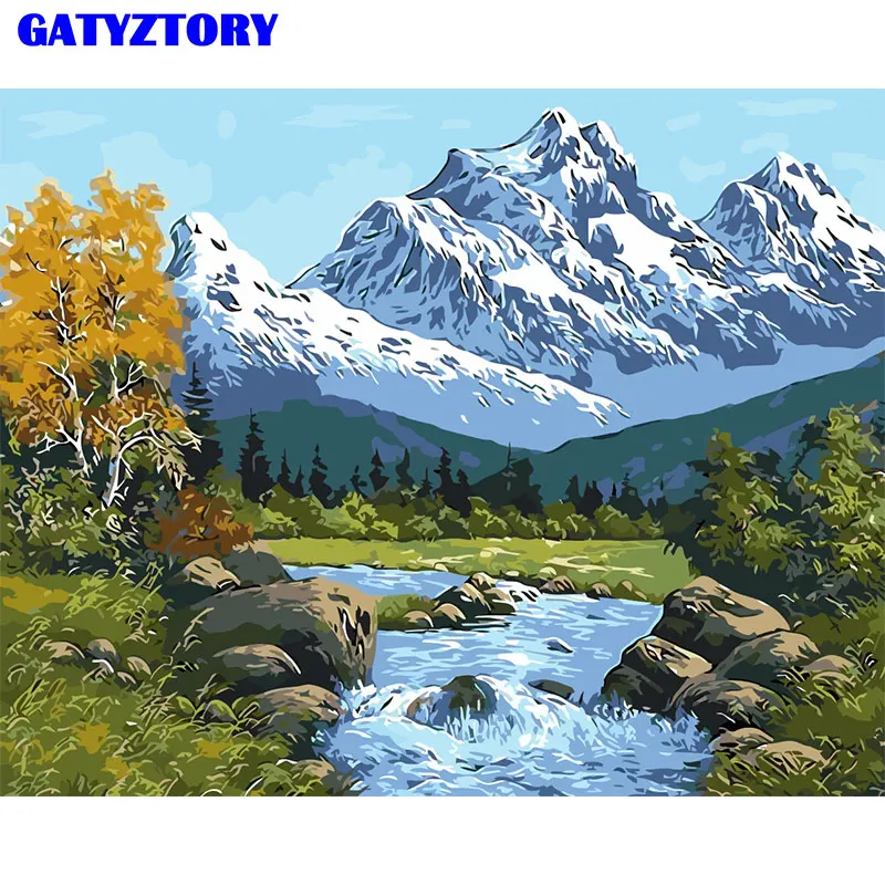 Картина по номерам GATYZTORY 60x75 см набор сделай сам для рисования Снежной Горы