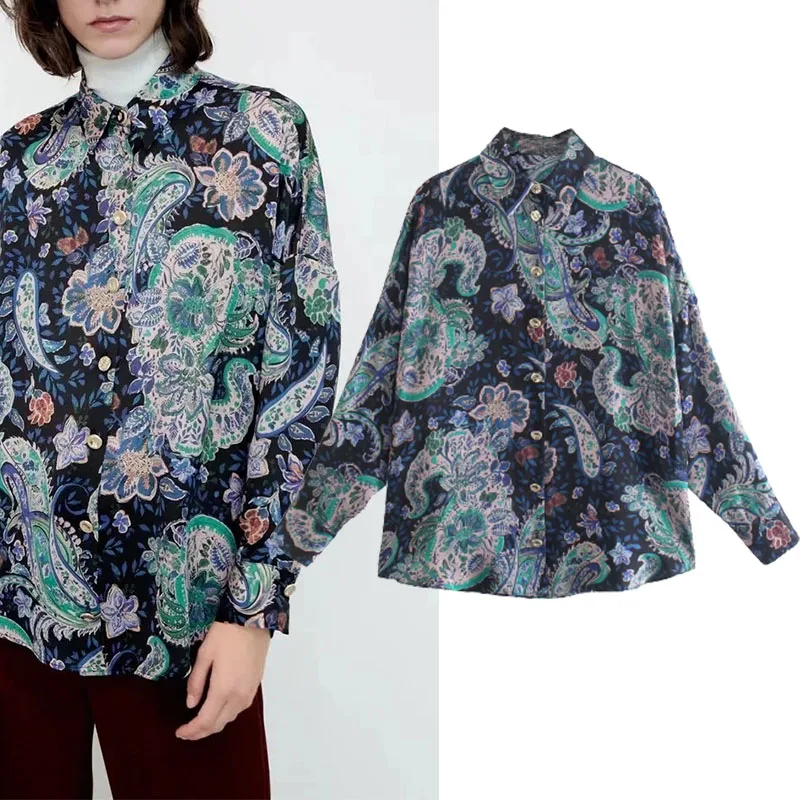 Xypskh Za Women Autumn New Fashion Satin Print Loose Blouses Vintage Long Sleeve Button-up Female Shirts Chic Tops
Xypskh Za Women Autumn New Fashion Satin Print Loose Blouses Vintage Long Sleeve Button-up Female Shirts Chic Tops