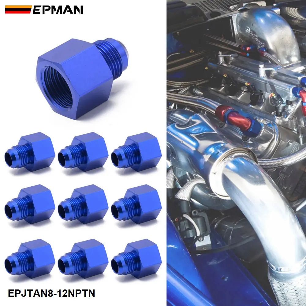 

EPMAN 10PCS Aluminum 1/2NPT Female To Male AN8 Flare Hose Union Reducer Reducing Fuel Fitting Adapter EPJTAN8-12NPTN