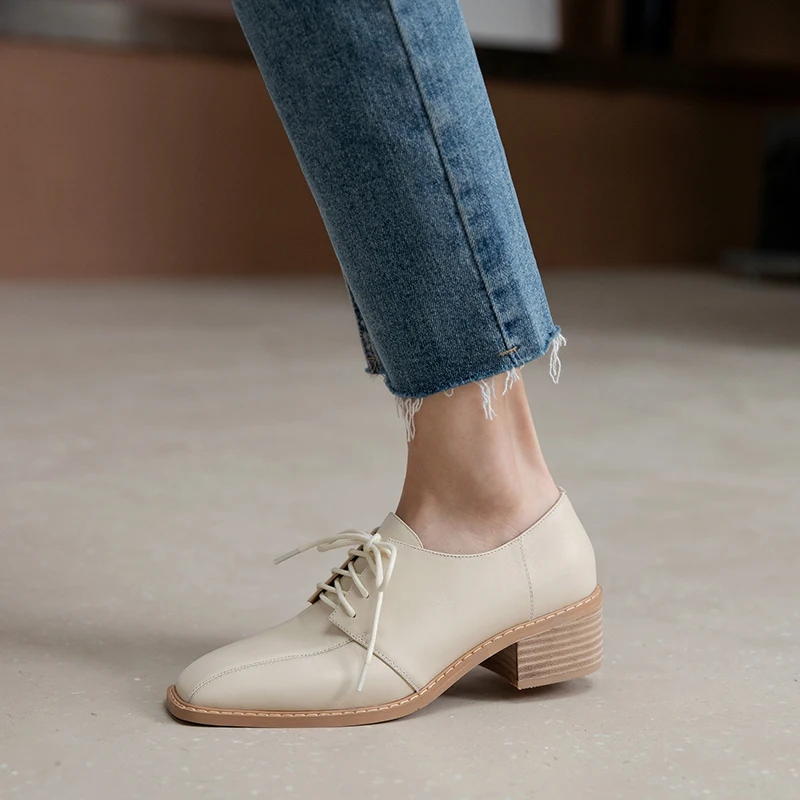 QUTAA 2021 Spring Autumn Square High Heels Sewing Genuine Leather Ladies Pumps Lace Up Square Toe Retro Women Shoes Size 34-39
QUTAA 2021 Spring Autumn Square High Heels Sewing Genuine Leather Ladies Pumps Lace Up Square Toe Retro Women Shoes Size 34-39