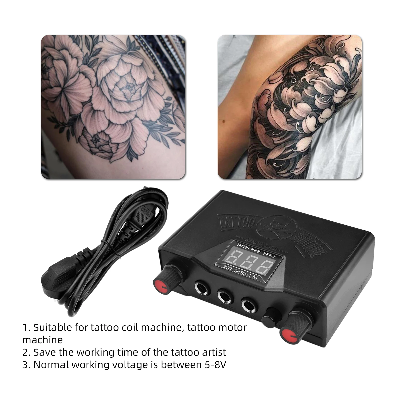 Tattoo Power Supply LCD Digital Dual Mode Skull with Cable Liner Shading Foggy For Rotary Machine Tattoo Accessories Body Art
Tattoo Power Supply LCD Digital Dual Mode Skull with Cable Liner Shading Foggy For Rotary Machine Tattoo Accessories Body Art