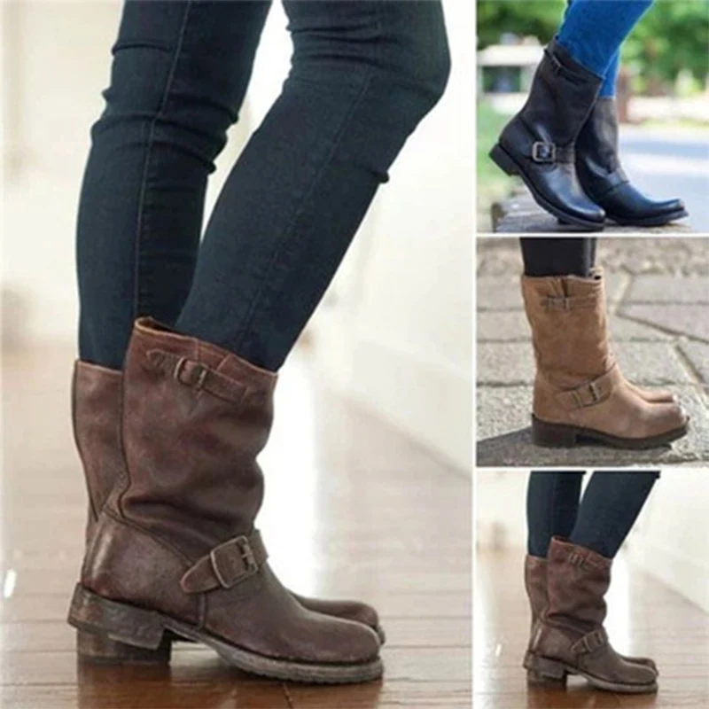 PU Waterproof Leather Boots Womens Retro Knight Boots Round Head Anti-skiing Boots Calf Boots Warm Womens Shoes
PU Waterproof Leather Boots Womens Retro Knight Boots Round Head Anti-skiing Boots Calf Boots Warm Womens Shoes