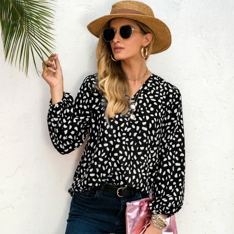 Women Floral Shirt V-Neck Long-Sleeved Printing Summer Ladies Blouse Loose Mid-Length Outdoor Blouses Party Casual Femme New 
Women Floral Shirt V-Neck Long-Sleeved Printing Summer Ladies Blouse Loose Mid-Length Outdoor Blouses Party Casual Femme New