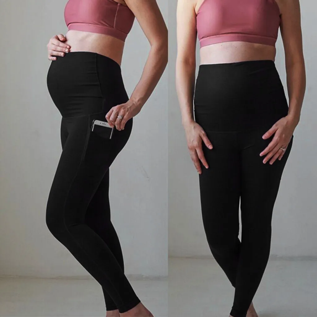 

Легинсы для беременных женщин с высокой талией живота Бесшовные Йога брюки стрейч брюки для беременных Одежда лосины для беременных