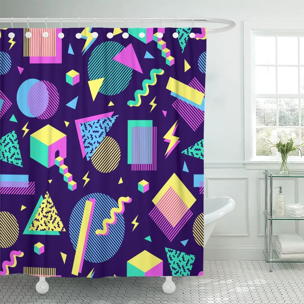 Multicolor Geometric Shapes on Dark Retro Vintage Abstract 80S Shower Curtain Waterproof Polyester Fabric 72 x 72 Inches
Multicolor Geometric Shapes on Dark Retro Vintage Abstract 80S Shower Curtain Waterproof Polyester Fabric 72 x 72 Inches