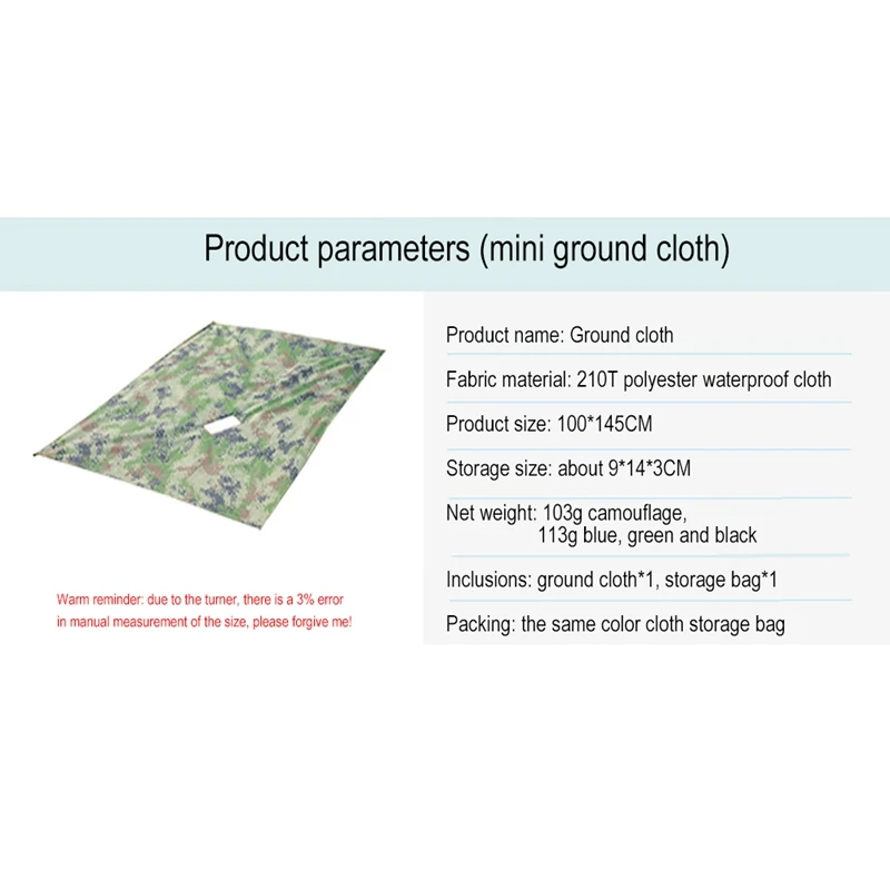 Mini Waterproof Ultra-light Floor Cloth Moisture-proof Picnic Mat Camping Field Cloth Portable Outdoor Picnic Mats
Mini Waterproof Ultra-light Floor Cloth Moisture-proof Picnic Mat Camping Field Cloth Portable Outdoor Picnic Mats