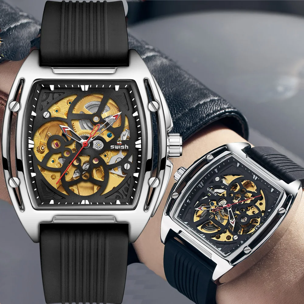 Black Mechanical Watches Men Sporty Rubber Band Mens Wristwatch Fashion Transparent Hollow Automatic Watch relogios masculinos
Black Mechanical Watches Men Sporty Rubber Band Mens Wristwatch Fashion Transparent Hollow Automatic Watch relogios masculinos