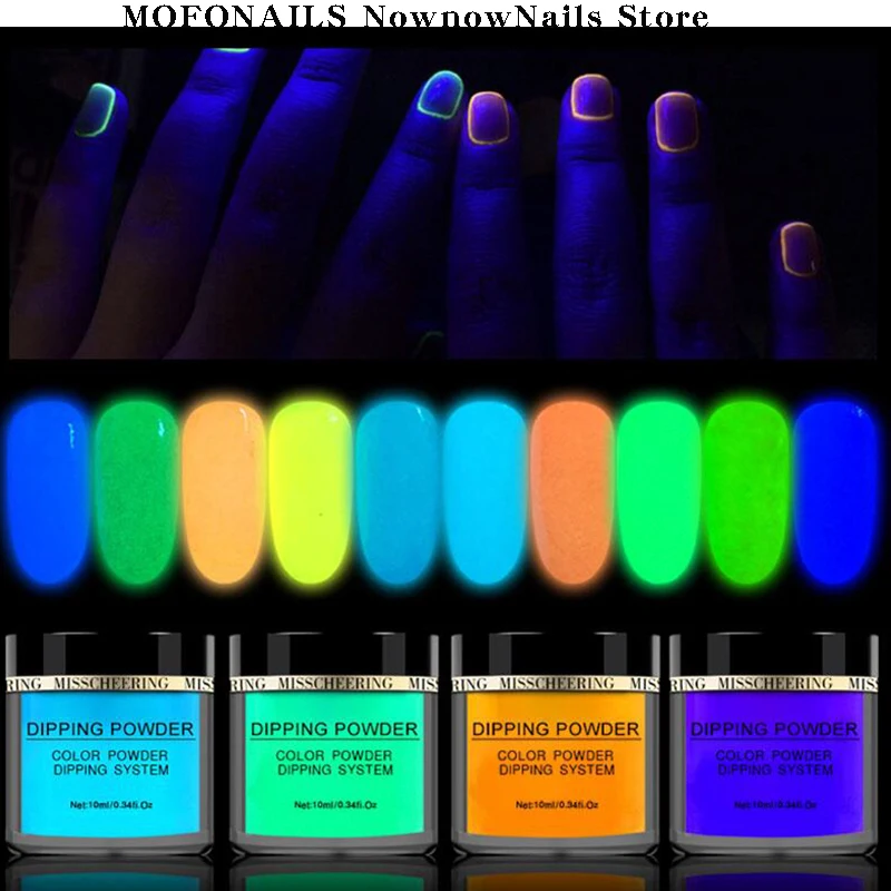 1can Dipping Glow in the Dark Powder Nail Professional Dip Acrylic Luminous Pigment Flash 10ml DIYW3 | Красота и здоровье
