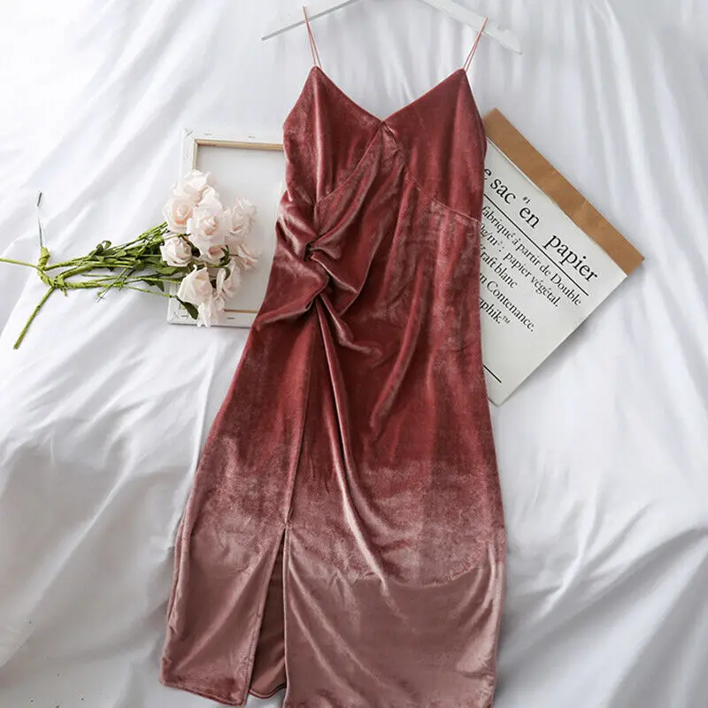 Women Pleuche Spaghetti Strap Dress Sleeveless Split V-neck Nightclub Party Multicolor One Size Dress 909-601
Women Pleuche Spaghetti Strap Dress Sleeveless Split V-neck Nightclub Party Multicolor One Size Dress 909-601