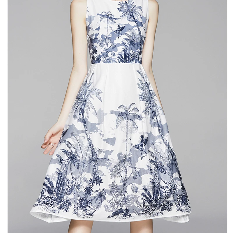 Runway Summer New Women O-Neck Sleeveless Slim Print Dress Fashion Casual Western Style Holiday A-Line Dress Women's Clothing
Runway Summer New Women O-Neck Sleeveless Slim Print Dress Fashion Casual Western Style Holiday A-Line Dress Women's Clothing