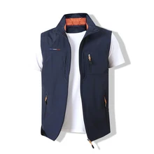 Men Waistcoat Jackets Vest 2022 Spring New Solid Color Stand Collar Climbing Hiking Work Sleeveless with Pocket M-6Xl Brand Sale