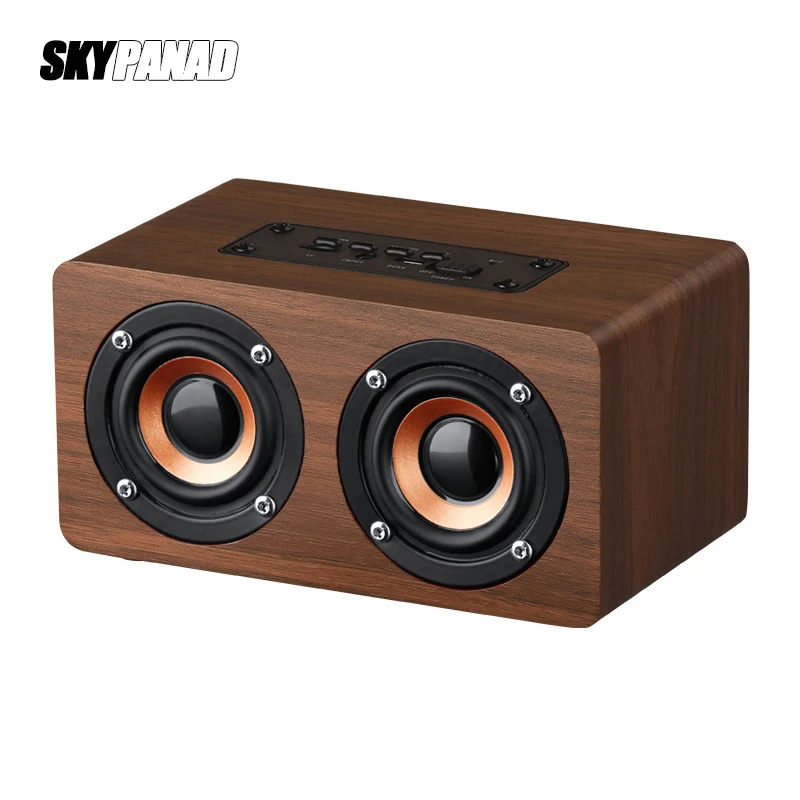 

Bluetooth Wooden Alarm Clock Speaker AUX Input TF Card Playback Wireless Subwoofer Portable Bass Column