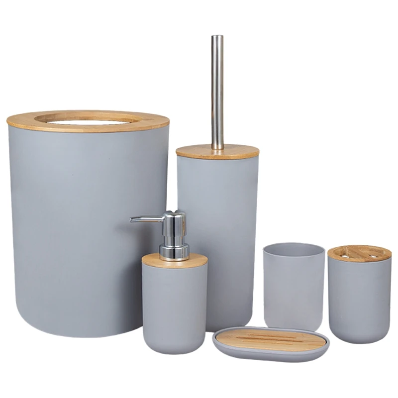 6-Piece Bamboo Bath Accessory Set Environmentally Friendly Toilet Accessory Set with Lotion Dispenser Etc. Gray
6-Piece Bamboo Bath Accessory Set Environmentally Friendly Toilet Accessory Set with Lotion Dispenser Etc. Gray