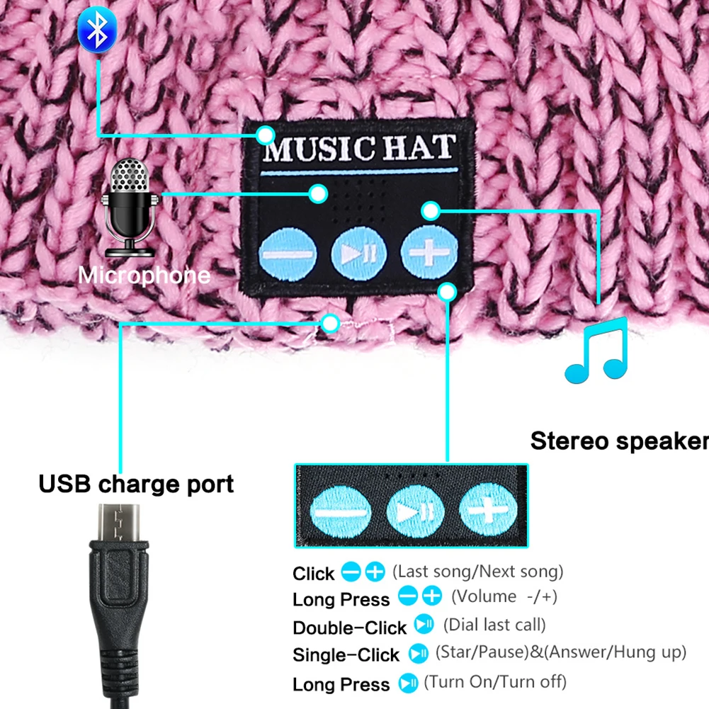 USB Rechargeable Universal Elastic Wireless Fashion Bluetooth Hat Sports Microphone Winter Smart Music Call Warm Knitting
USB Rechargeable Universal Elastic Wireless Fashion Bluetooth Hat Sports Microphone Winter Smart Music Call Warm Knitting