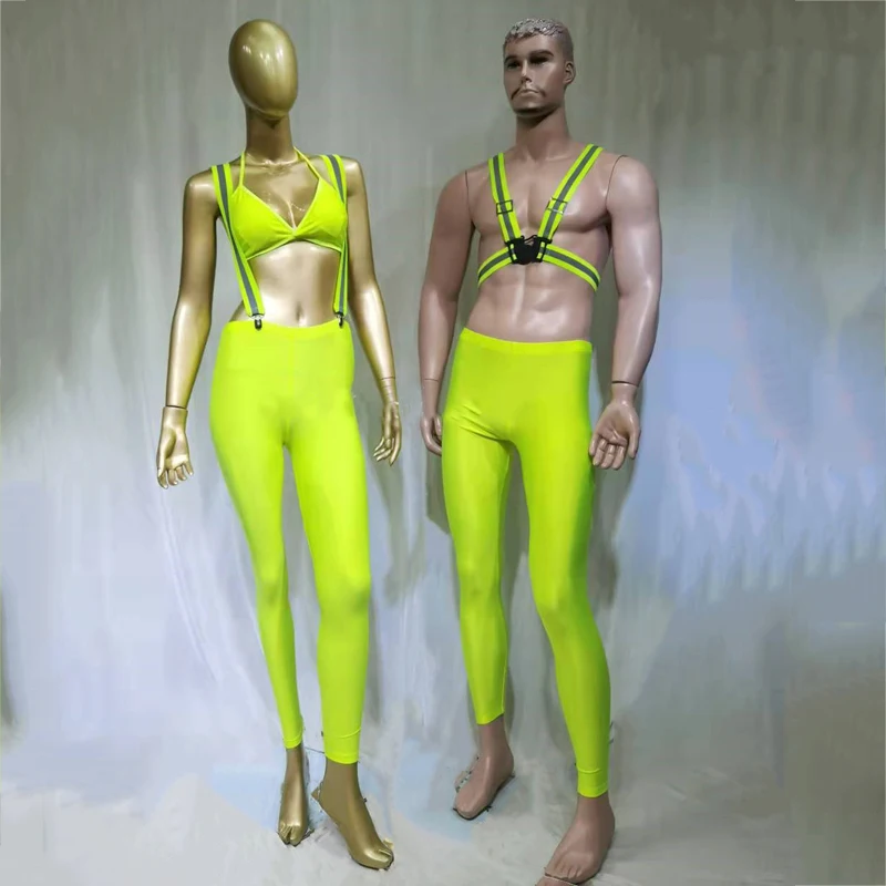 Nightclub Bar DJ Wear Fluorescent Green Costume Women Overalls Men'S Chest Strap Pole Dance Clothing Gogo Dancer Clubwear XS3109
Nightclub Bar DJ Wear Fluorescent Green Costume Women Overalls Men'S Chest Strap Pole Dance Clothing Gogo Dancer Clubwear XS3109