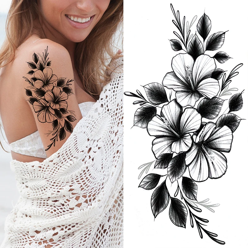 Waterproof Rose Flower Sketch Tattoo Stickers For Girls Women Body Art Painting Black Flower Peony Rose Sketches Tattoo Sexy
Waterproof Rose Flower Sketch Tattoo Stickers For Girls Women Body Art Painting Black Flower Peony Rose Sketches Tattoo Sexy
