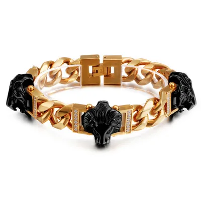 Punk Domineering Stainless Steel Lion Head Bracelet Skull Bangle Crystal Inlaid Hip-Hop men's Titanium Jewelry
Punk Domineering Stainless Steel Lion Head Bracelet Skull Bangle Crystal Inlaid Hip-Hop men's Titanium Jewelry
