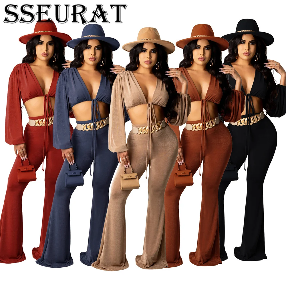 SSEURAT Sexy Two Piece Set Women Solid V Neck Long Sleeve Lace Up Cardigan and Wide Leg Pants Sets
SSEURAT Sexy Two Piece Set Women Solid V Neck Long Sleeve Lace Up Cardigan and Wide Leg Pants Sets