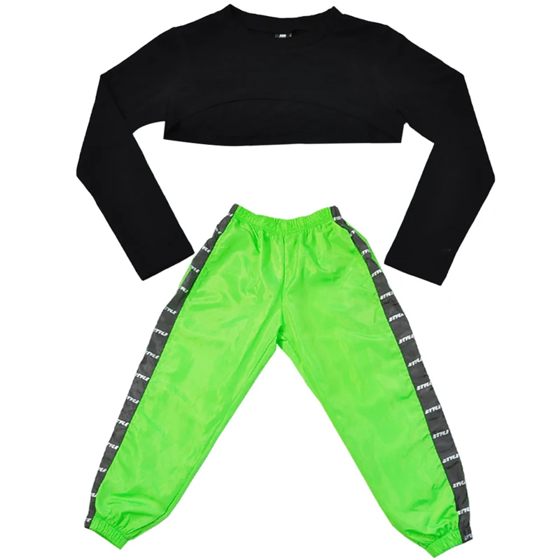 Children Jazz Dance Costumes Black Tops Loose Trousers Suit Hip Hop Clothing For Girls Stage Performance Clothing Suit 120-170
Children Jazz Dance Costumes Black Tops Loose Trousers Suit Hip Hop Clothing For Girls Stage Performance Clothing Suit 120-170