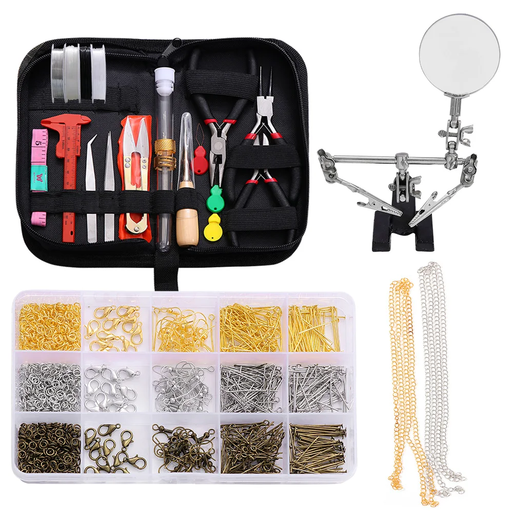 Jewelry Tools Kit Necklace Ear Hook Set With Pliers Round Nose Pliers Scissors Tweezers Magnifying Glass Diy Bracelet Necklace
Jewelry Tools Kit Necklace Ear Hook Set With Pliers Round Nose Pliers Scissors Tweezers Magnifying Glass Diy Bracelet Necklace
