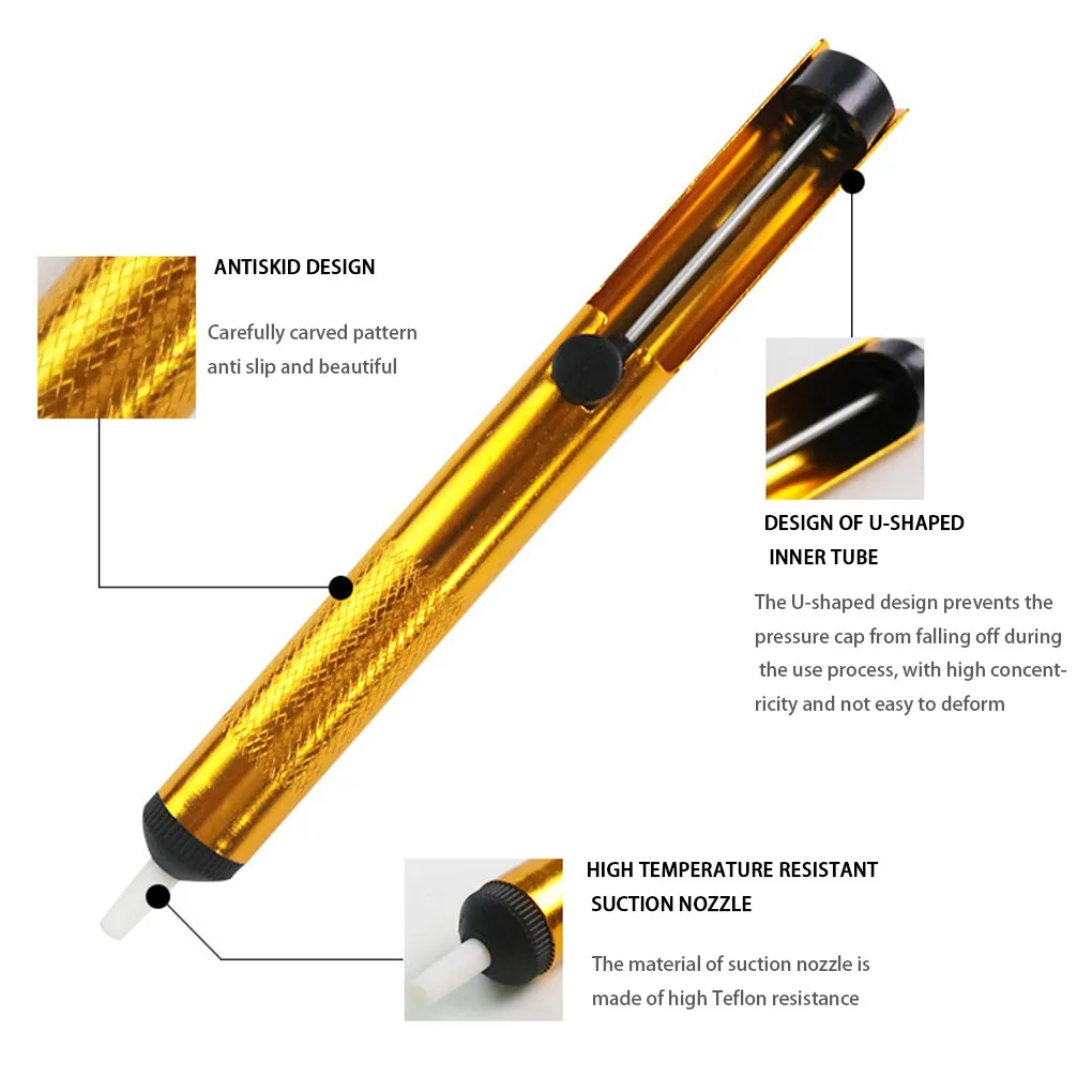 1pcs Aluminum Metal Desoldering Pump Suction Tin Soldering Sucker Pen Removal Vacuum Soldering Iron Desolder Tools
1pcs Aluminum Metal Desoldering Pump Suction Tin Soldering Sucker Pen Removal Vacuum Soldering Iron Desolder Tools