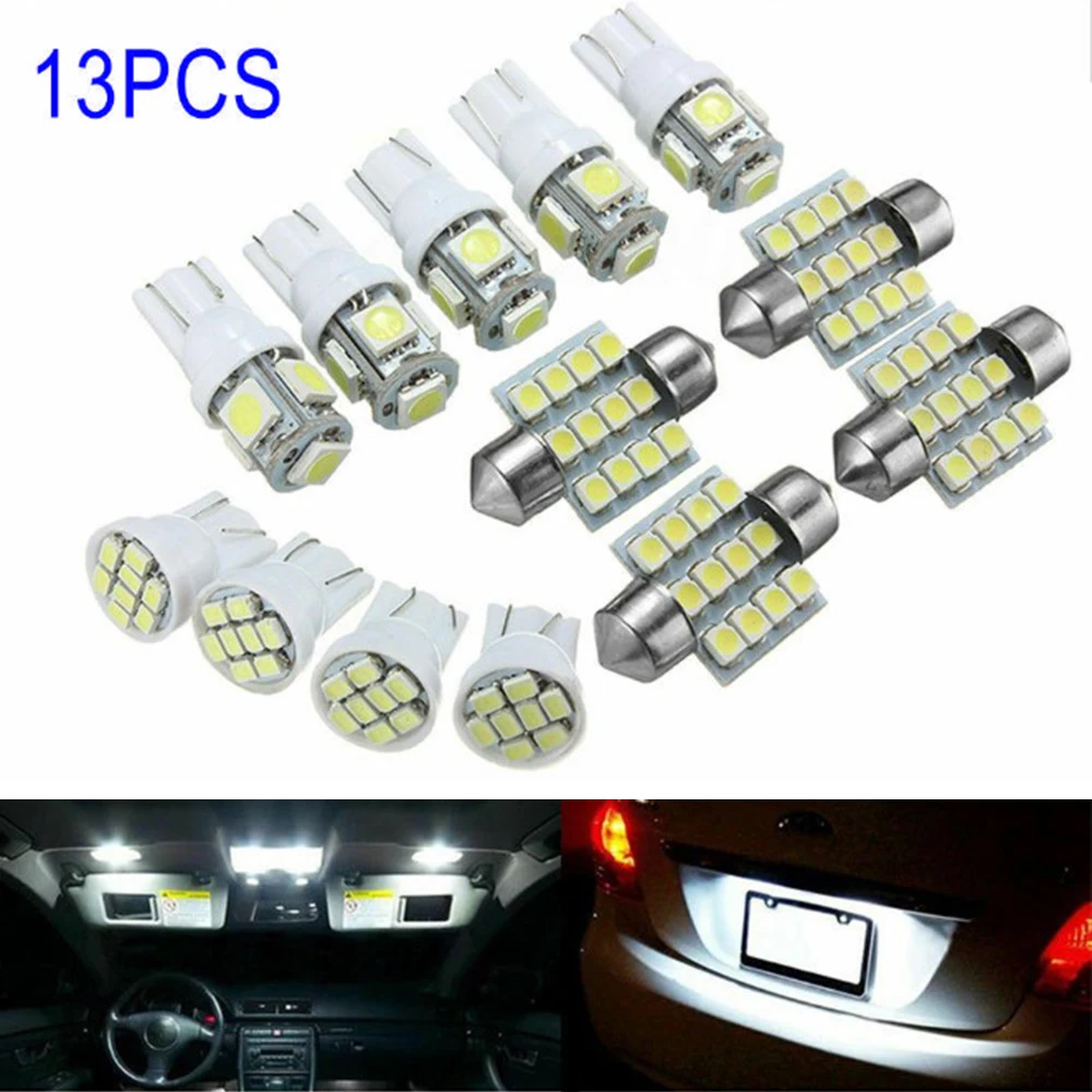 13pcs/Set Car LED Light Vehicle White LED Interior Reading Light Ceiling Domes License Plate Light Bulb Super Bright
13pcs/Set Car LED Light Vehicle White LED Interior Reading Light Ceiling Domes License Plate Light Bulb Super Bright