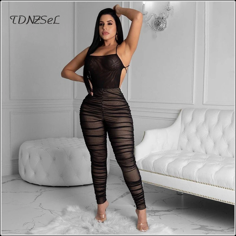 Sexy Strapless Sheer Mesh Jumpsuit Women Spaghetti Strap Sleeveless Rompers Nightclub Party Backless Overalls Female Bodysuits
Sexy Strapless Sheer Mesh Jumpsuit Women Spaghetti Strap Sleeveless Rompers Nightclub Party Backless Overalls Female Bodysuits