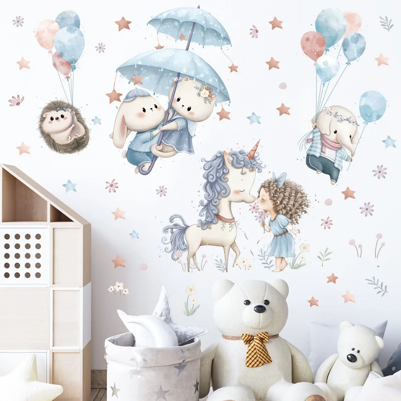 Cartoon Wall Sticker Balloon Unicorn Girl Sticker for Children's Room Elephant Animal Decal Kindergarten Background Wall Decor
Cartoon Wall Sticker Balloon Unicorn Girl Sticker for Children's Room Elephant Animal Decal Kindergarten Background Wall Decor
