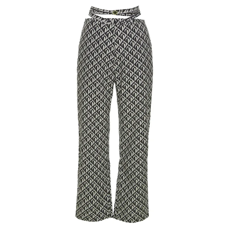 Women Sexy High Waist Elastic Hollow Out Plaid Moon Print Loose Wide Leg Patchwork Pants Trousers Casual High Street Punk Pants
Women Sexy High Waist Elastic Hollow Out Plaid Moon Print Loose Wide Leg Patchwork Pants Trousers Casual High Street Punk Pants