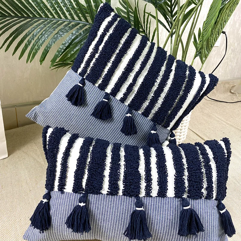 Bohemian Tassel Cushion Cover 45X45cm/30X50cm Striped Tufted Pillowcase Blue Handmade Home Decoration for Sofa Living Room Bed
Bohemian Tassel Cushion Cover 45X45cm/30X50cm Striped Tufted Pillowcase Blue Handmade Home Decoration for Sofa Living Room Bed