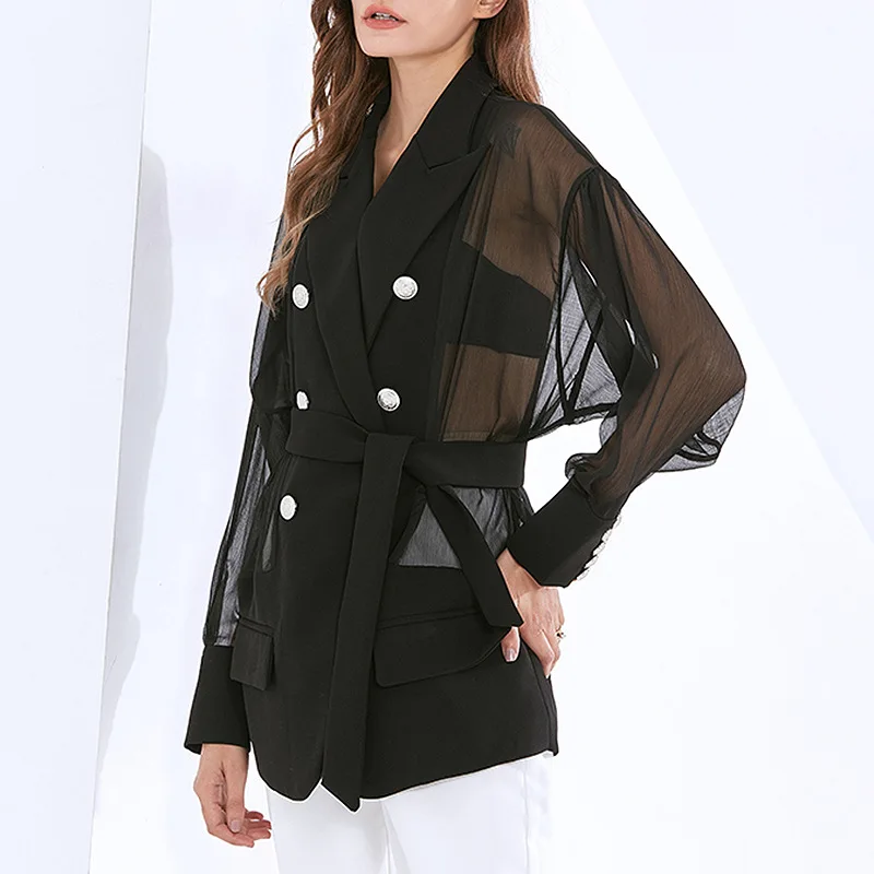 MSXU 2021 Spring New Women's Fashion Temperament Suit Collar Double Breasted Design Mesh Stitching Lace Suit Women Jacket
MSXU 2021 Spring New Women's Fashion Temperament Suit Collar Double Breasted Design Mesh Stitching Lace Suit Women Jacket