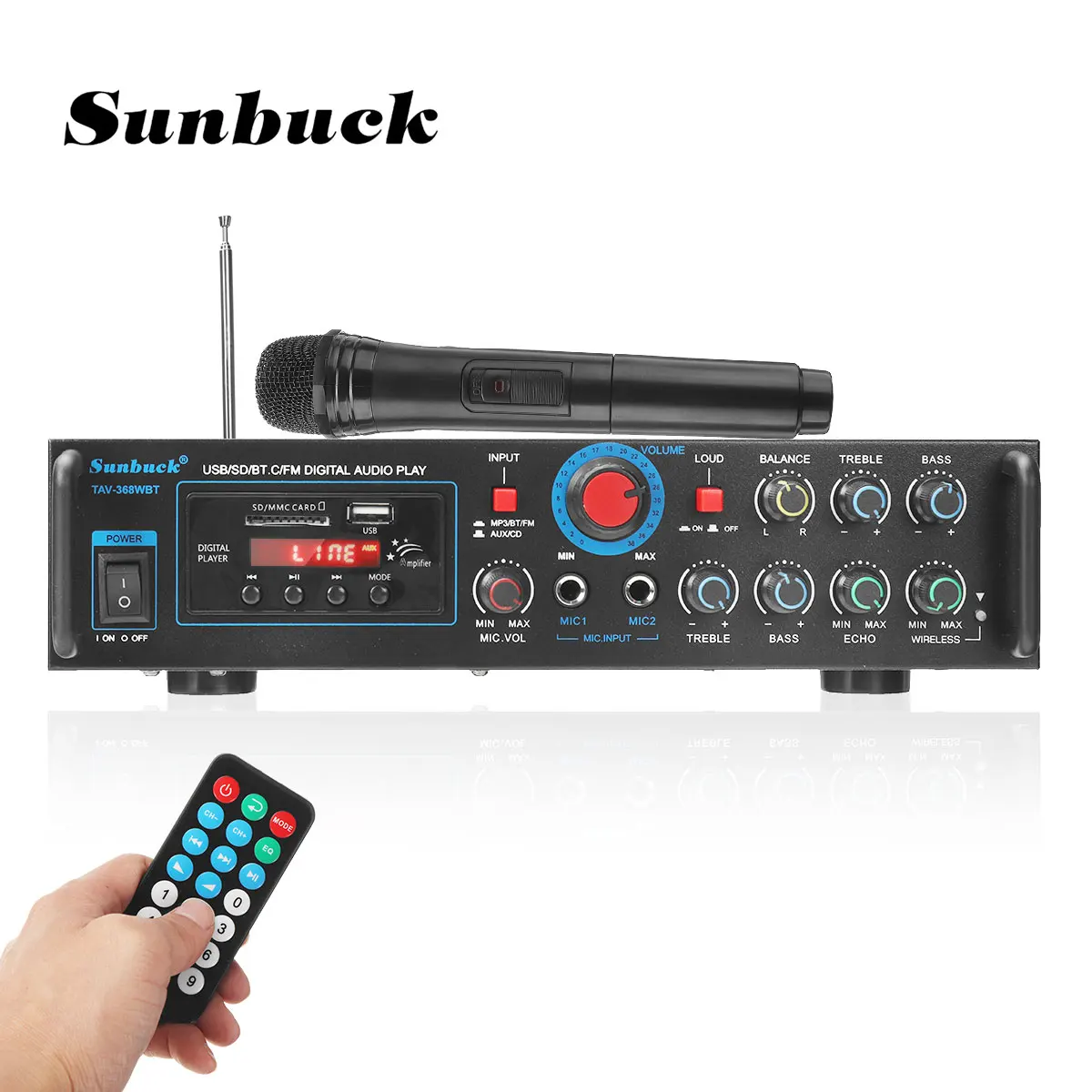 Усилитель звука SUNBUCK, Hi-Fi, 110 В/220 В, 12 В постоянного тока, Bluetooth, караоке + беспроводной микрофон, подходит Вечерние
Усилитель звука SUNBUCK, Hi-Fi, 110 В/220 В, 12 В постоянного тока, Bluetooth, караоке + беспроводной микрофон, подходит Вечерние