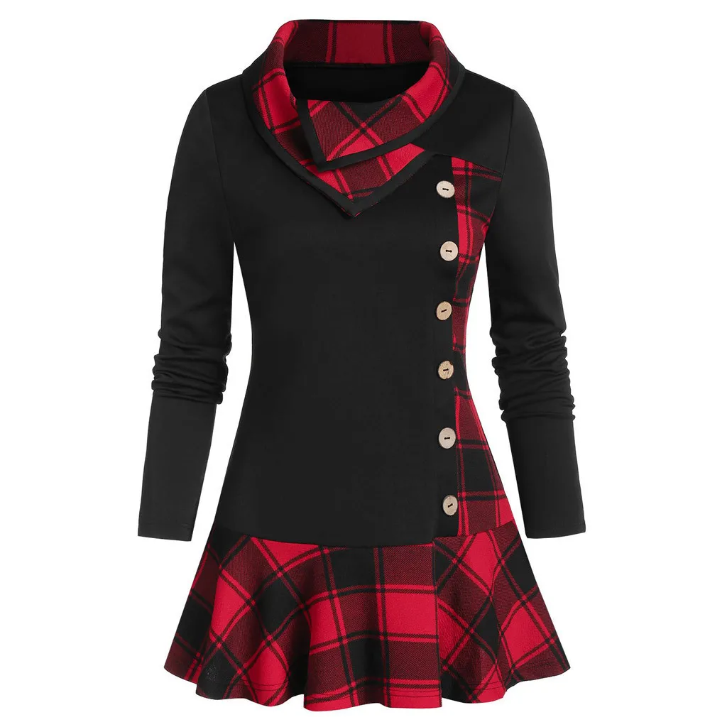 Autumn Button Long Tunic T-shirt Female Fashion Clothing Plaid Contrast Color Tee shirt Long Sleeve Loose Casual Harajuku Top
Autumn Button Long Tunic T-shirt Female Fashion Clothing Plaid Contrast Color Tee shirt Long Sleeve Loose Casual Harajuku Top