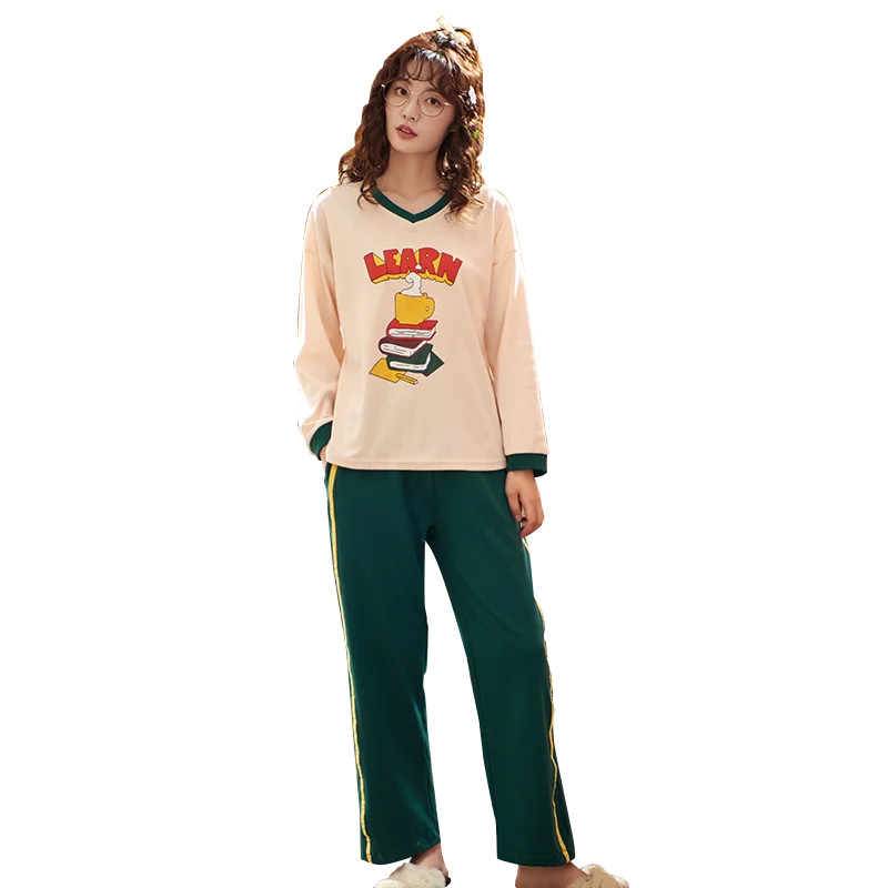 BZEL V-Neck Sleepwear New Autumn Winter Pajamas Set For Women Cartoon Pattern Top Solid Long Pants Cotton Pijamas Pyjamas Nighty
BZEL V-Neck Sleepwear New Autumn Winter Pajamas Set For Women Cartoon Pattern Top Solid Long Pants Cotton Pijamas Pyjamas Nighty